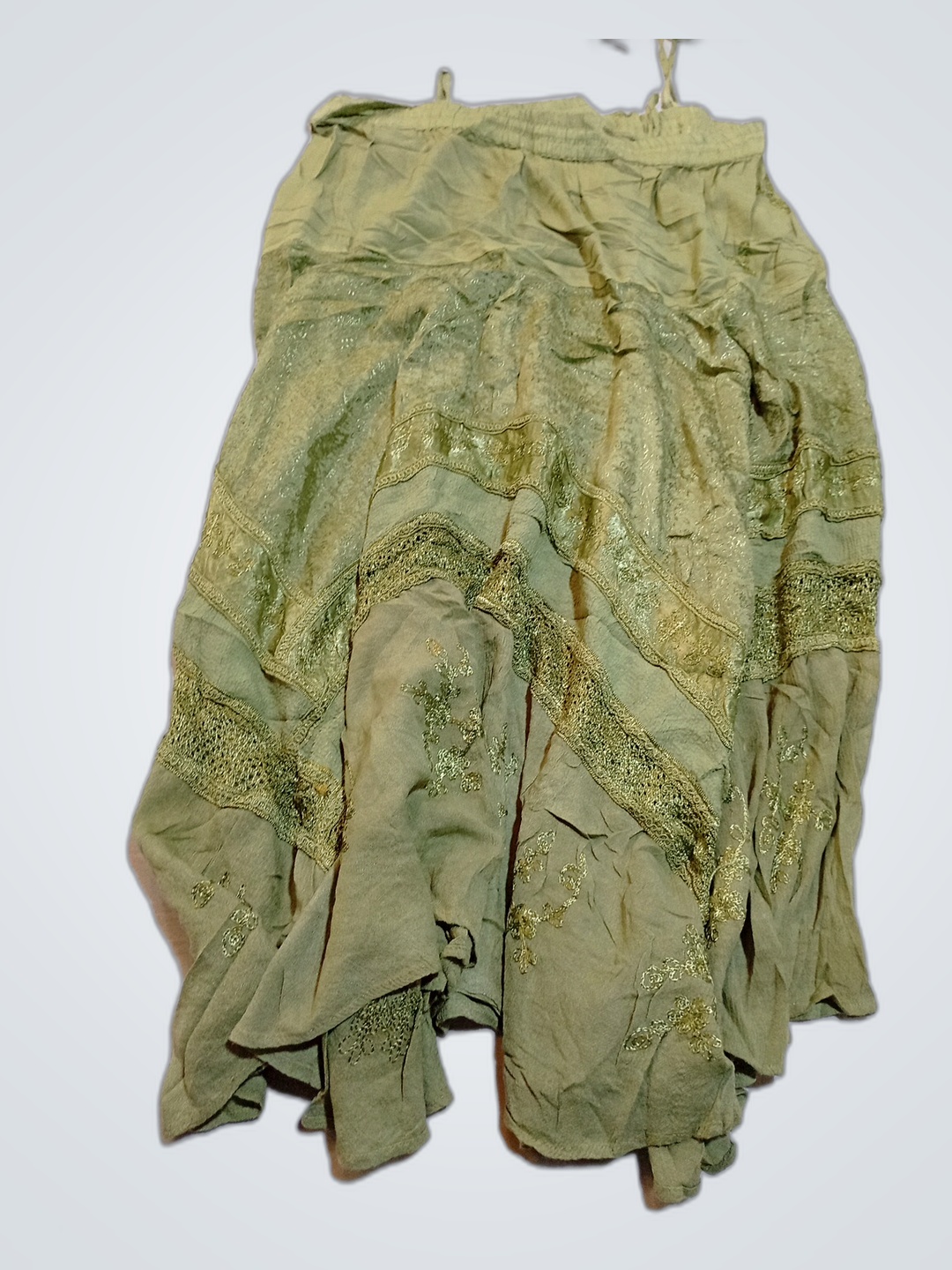 Green Skirt with Lace Details