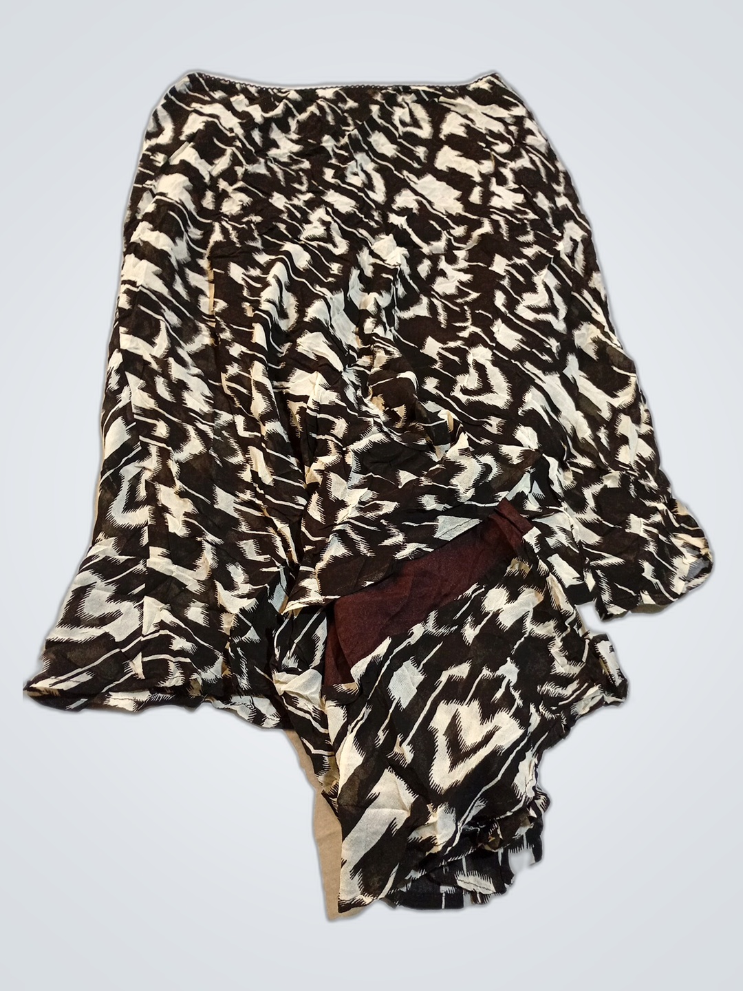 Brown and White Animal Print Skirt