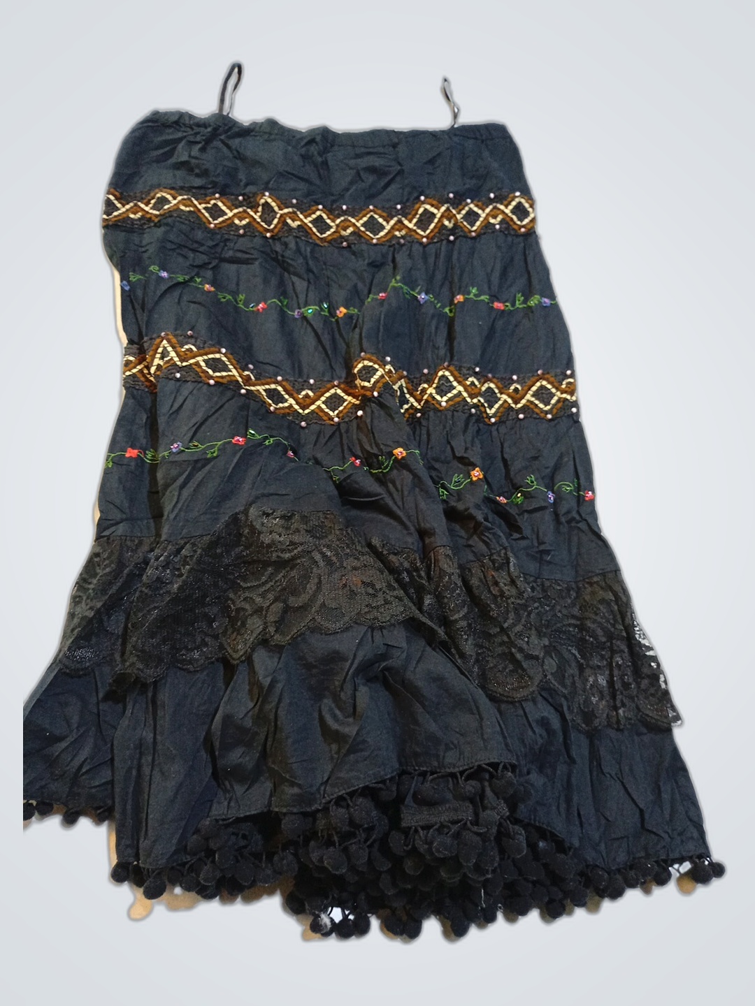 Black Embroidered Skirt
