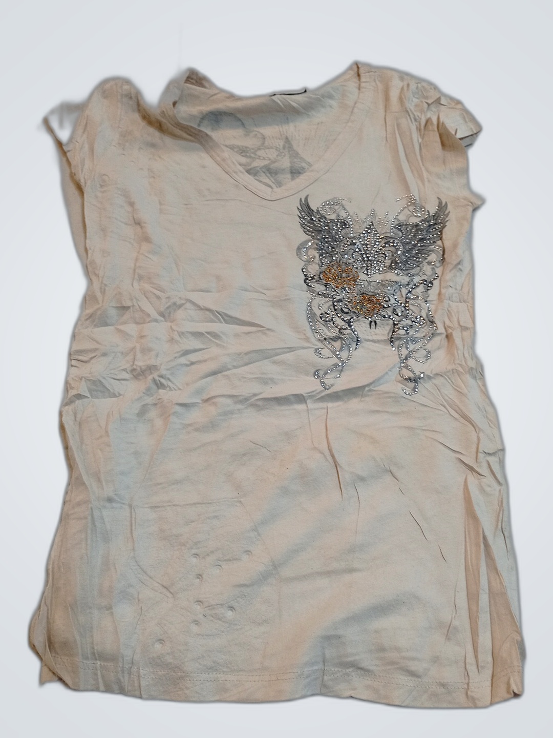 CathyChina Beige Embellished Top