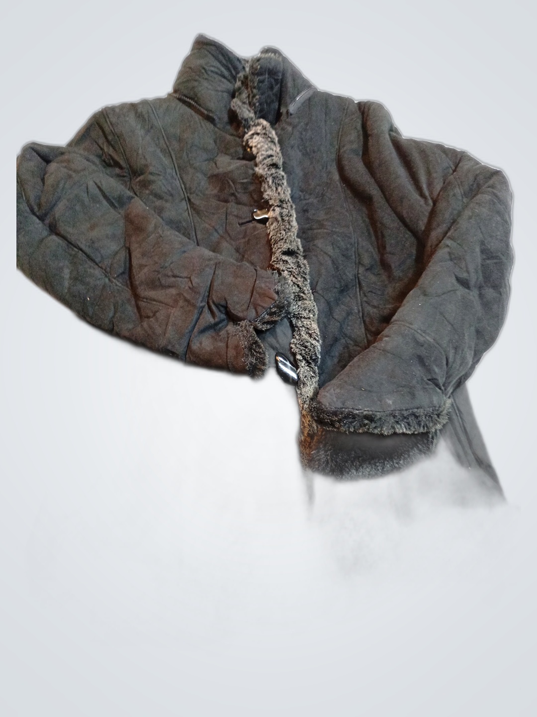 Black Fur-Trimmed Coat