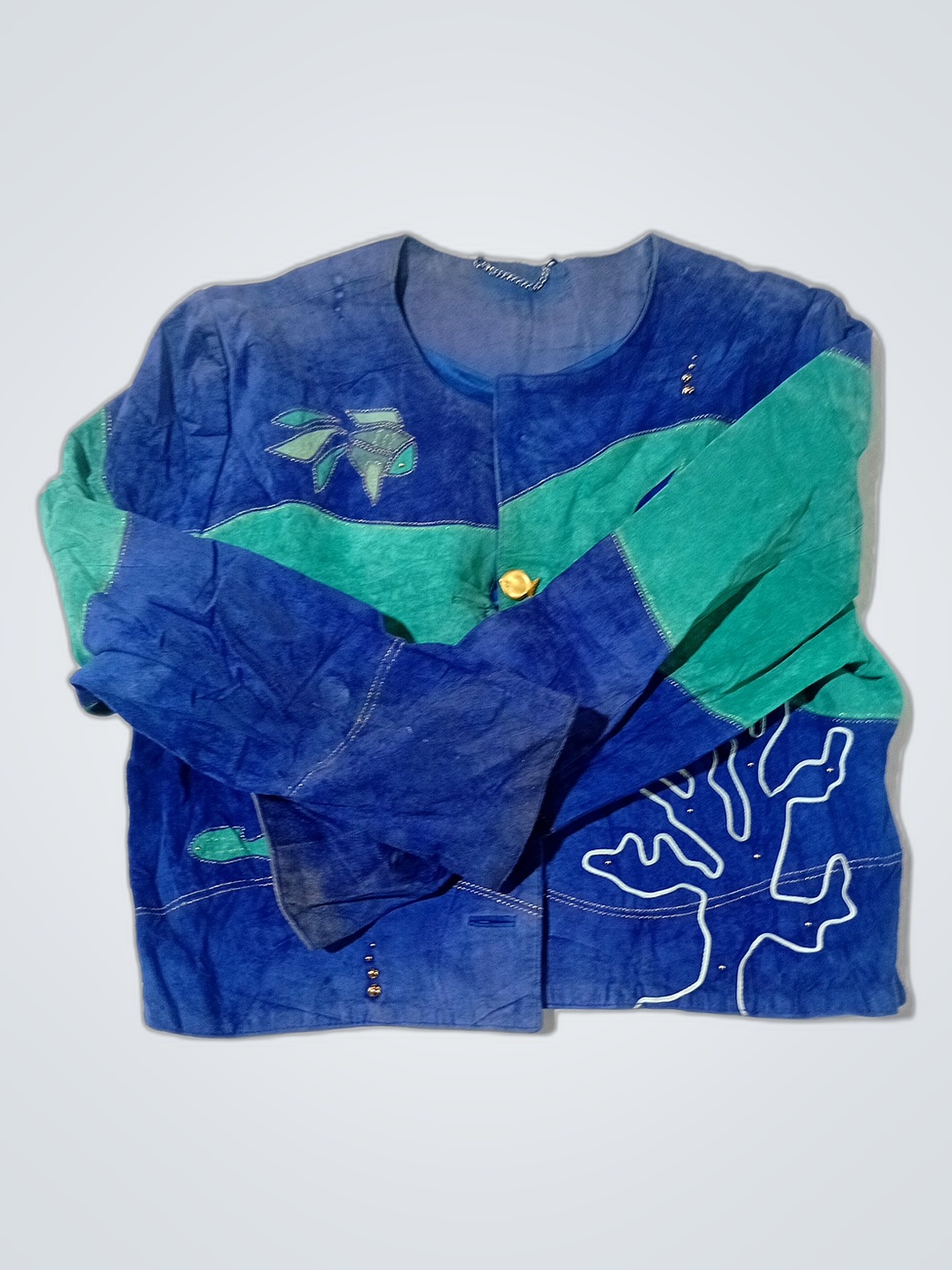 Blue and Green Patchwork Sweater