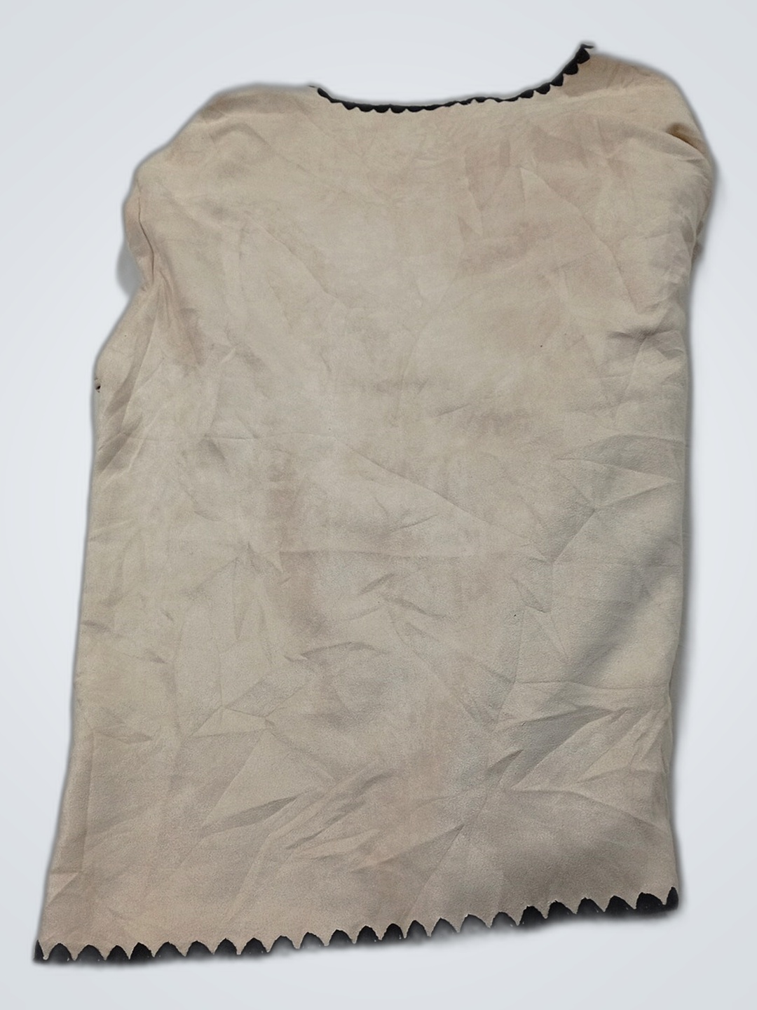 Women's White Linen Top with Black Trim