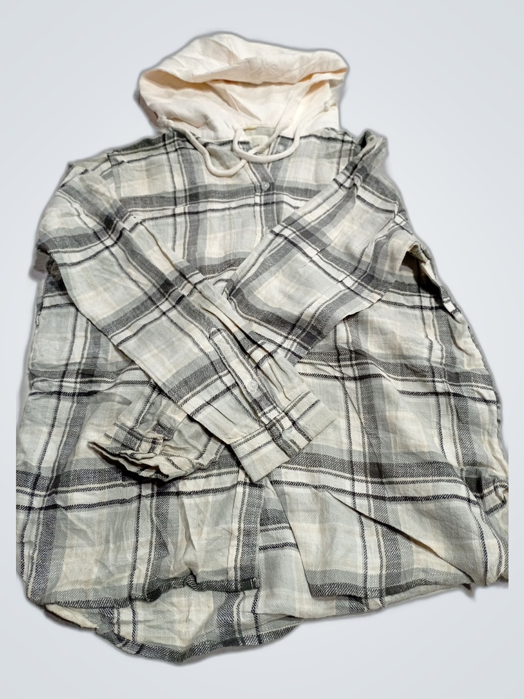 American Eagle Gray Plaid Hoodie
