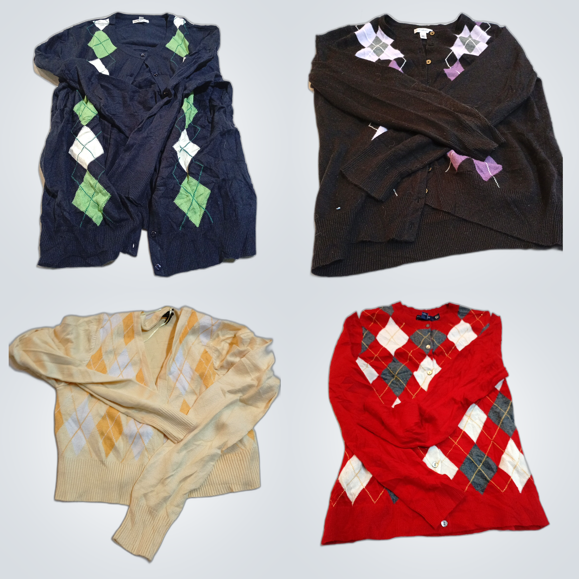 Argyle Knit Cardigan & Sweater Bundle - Celtic, La..