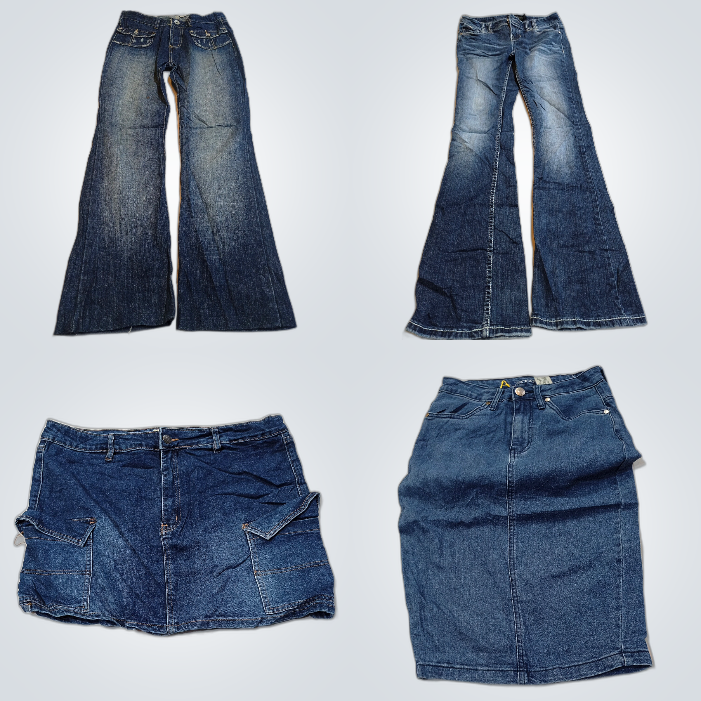 Pacote Denim Delight: Mistura de Saias Flare e Min..