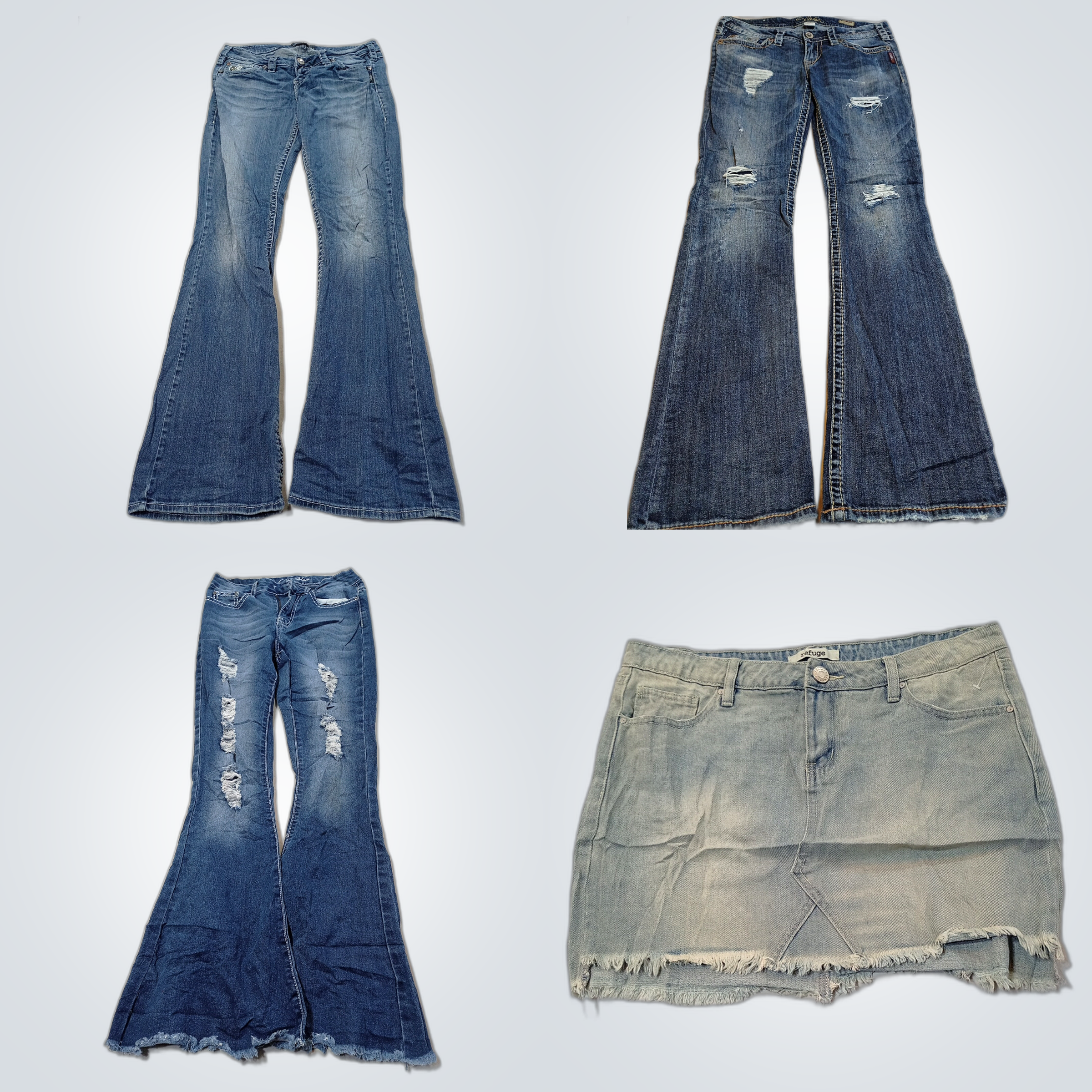 Bundle di Jeans a Zampa d'Elefante e Gonne in Deni..