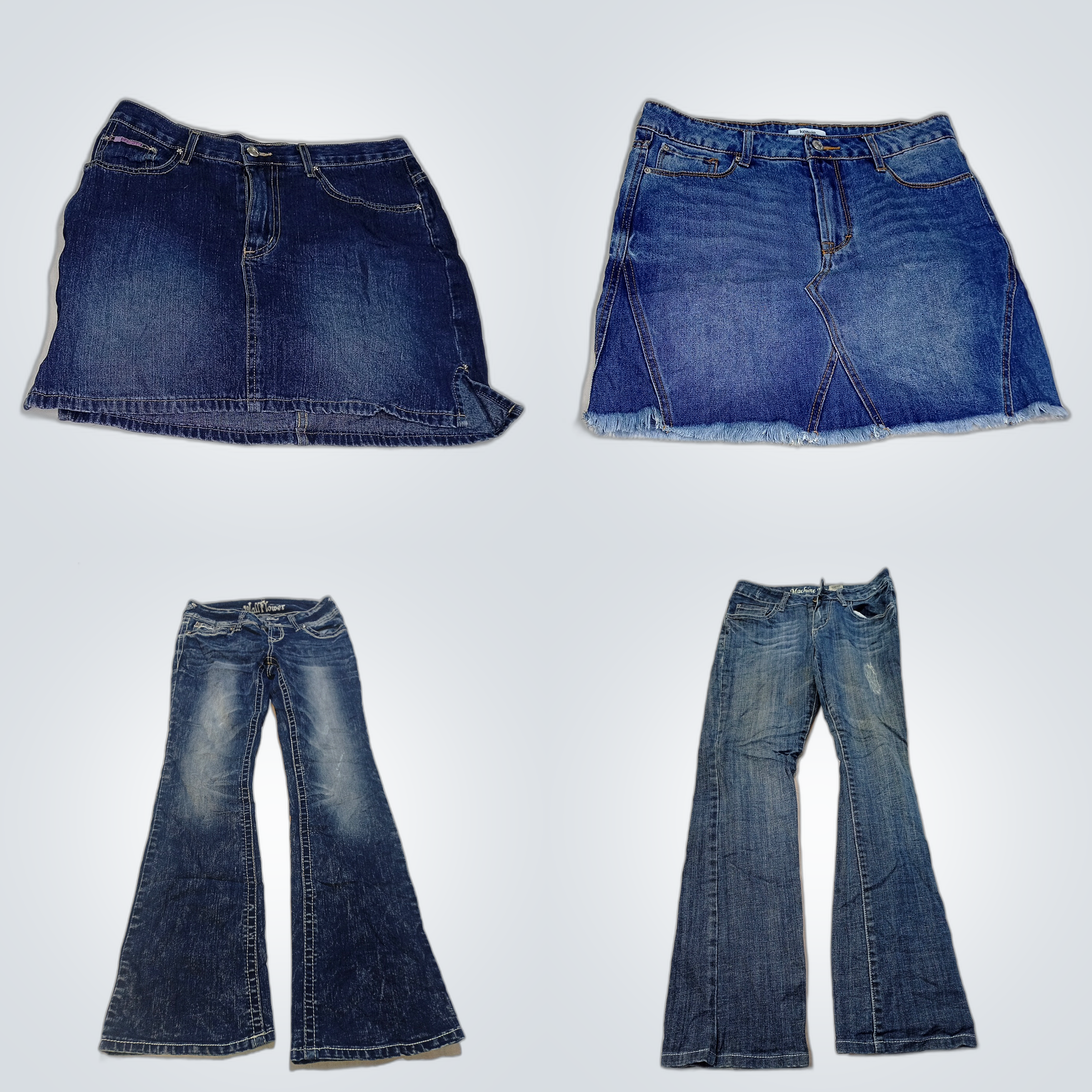 Ensemble de jupe en jean et de jeans légèrement ut..