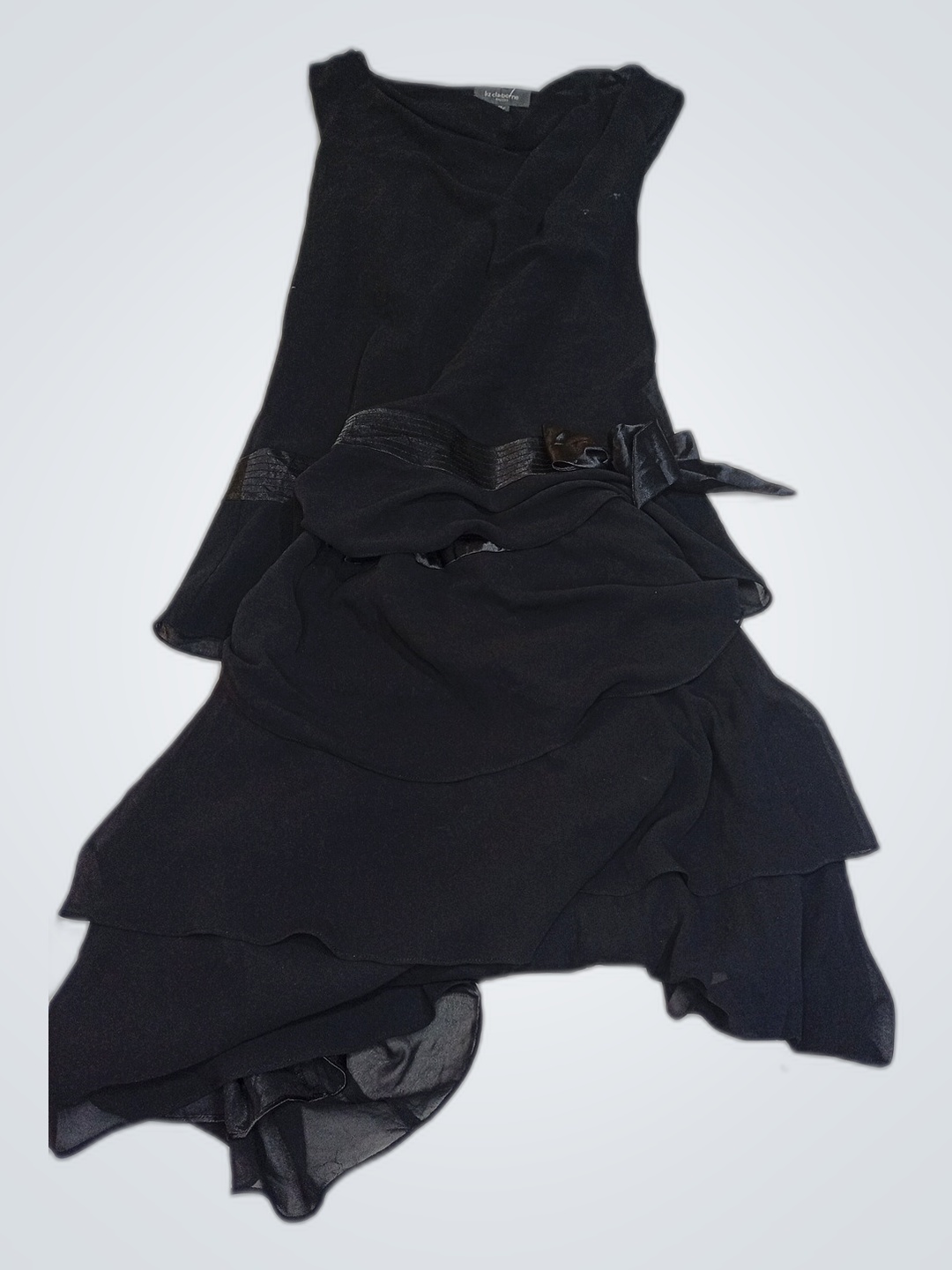 Vestido Preto com Babados Liz Claiborne