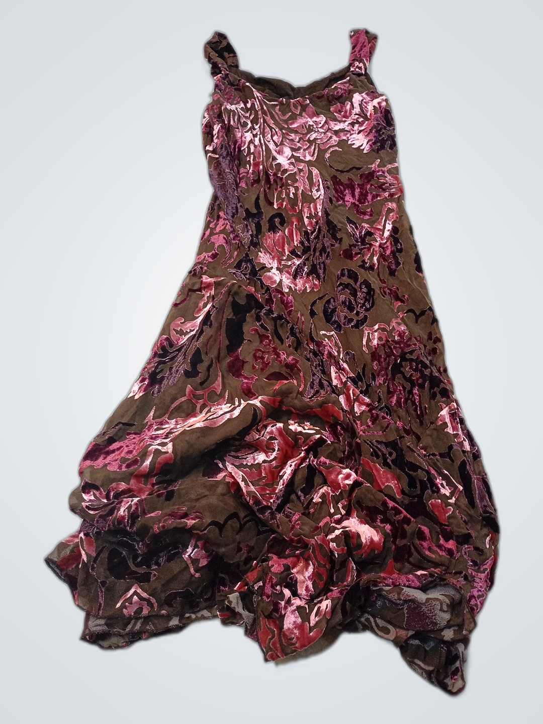 Vestido Floral Marrom e Rosa Babiero