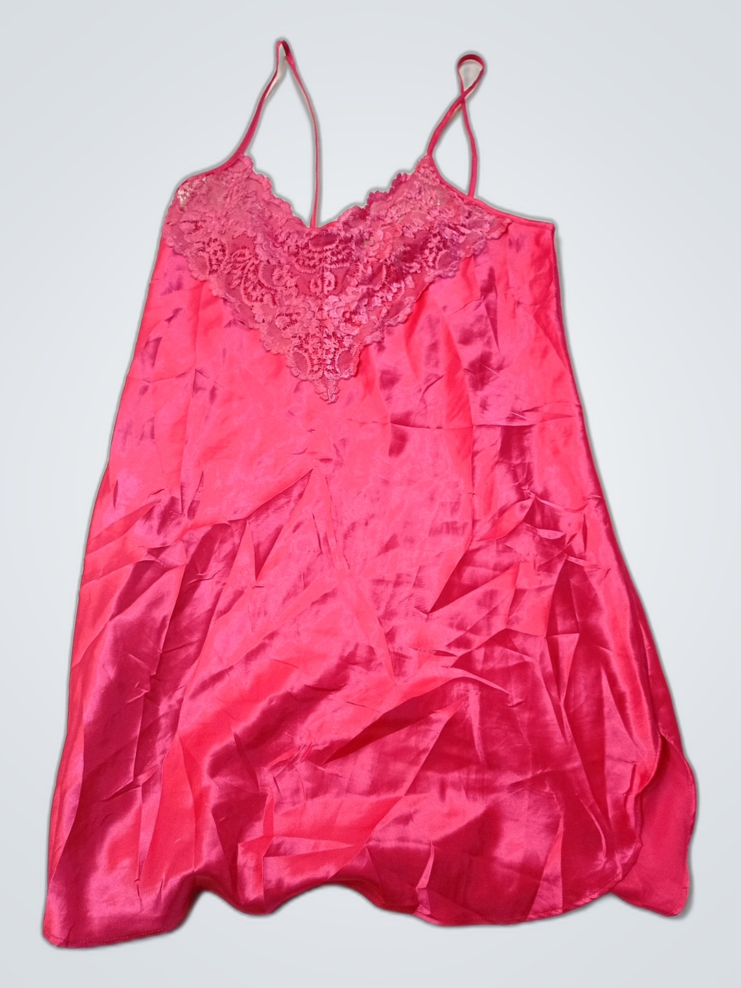 Chemise de Seda Rosa com Renda