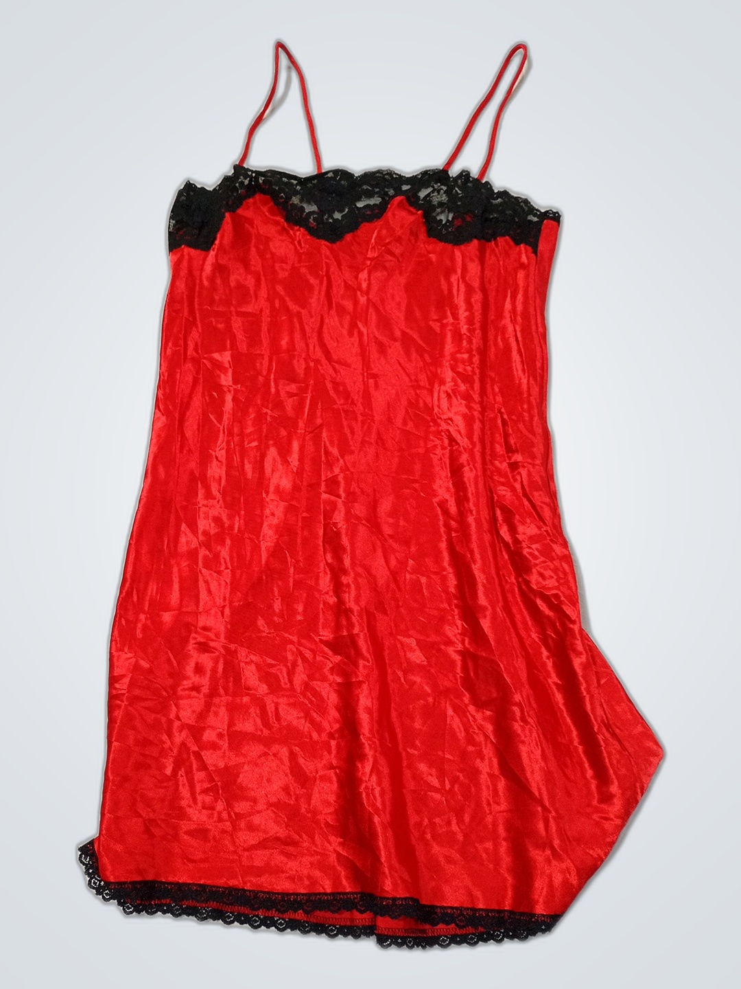 Camisa de Seda com Renda Vermelha