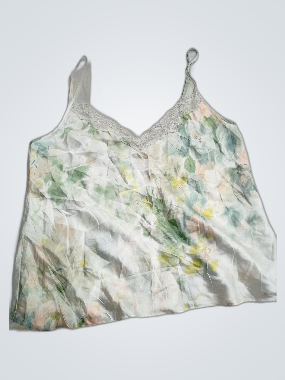 Floral Camisole with Lace Trim
