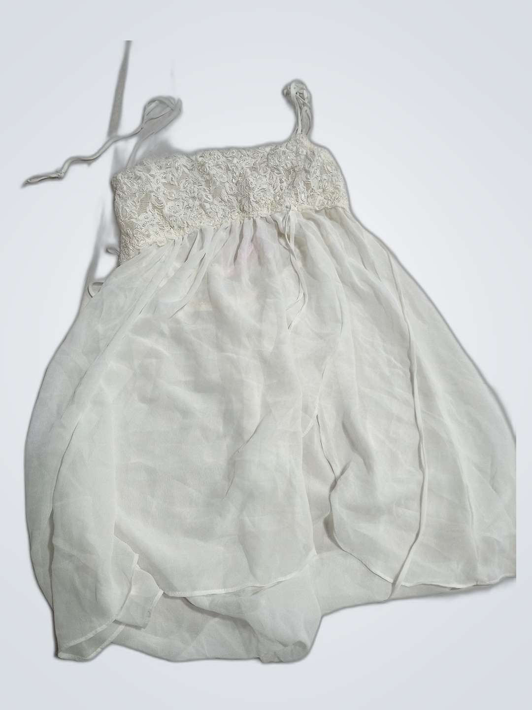 White Lace Trimmed Dress