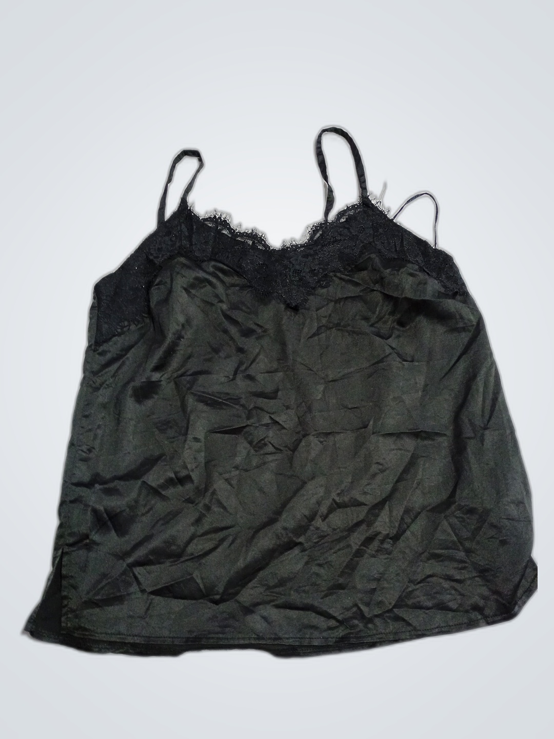 Top de Camisola de Renda Preta