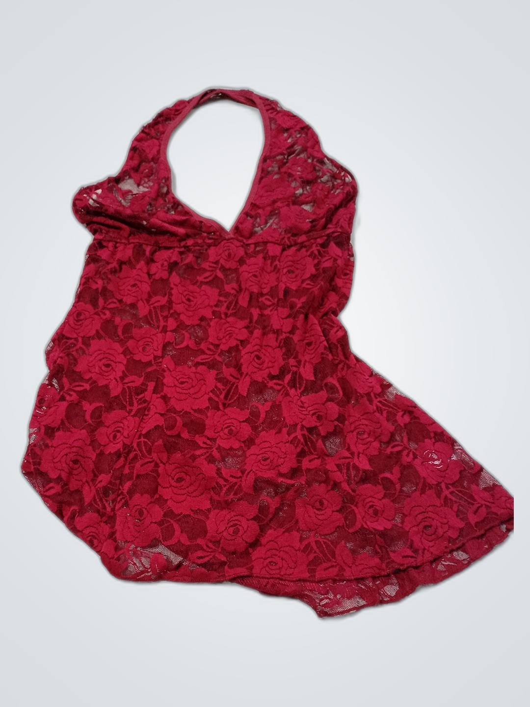 Camiseta Halter de Renda Vermelha