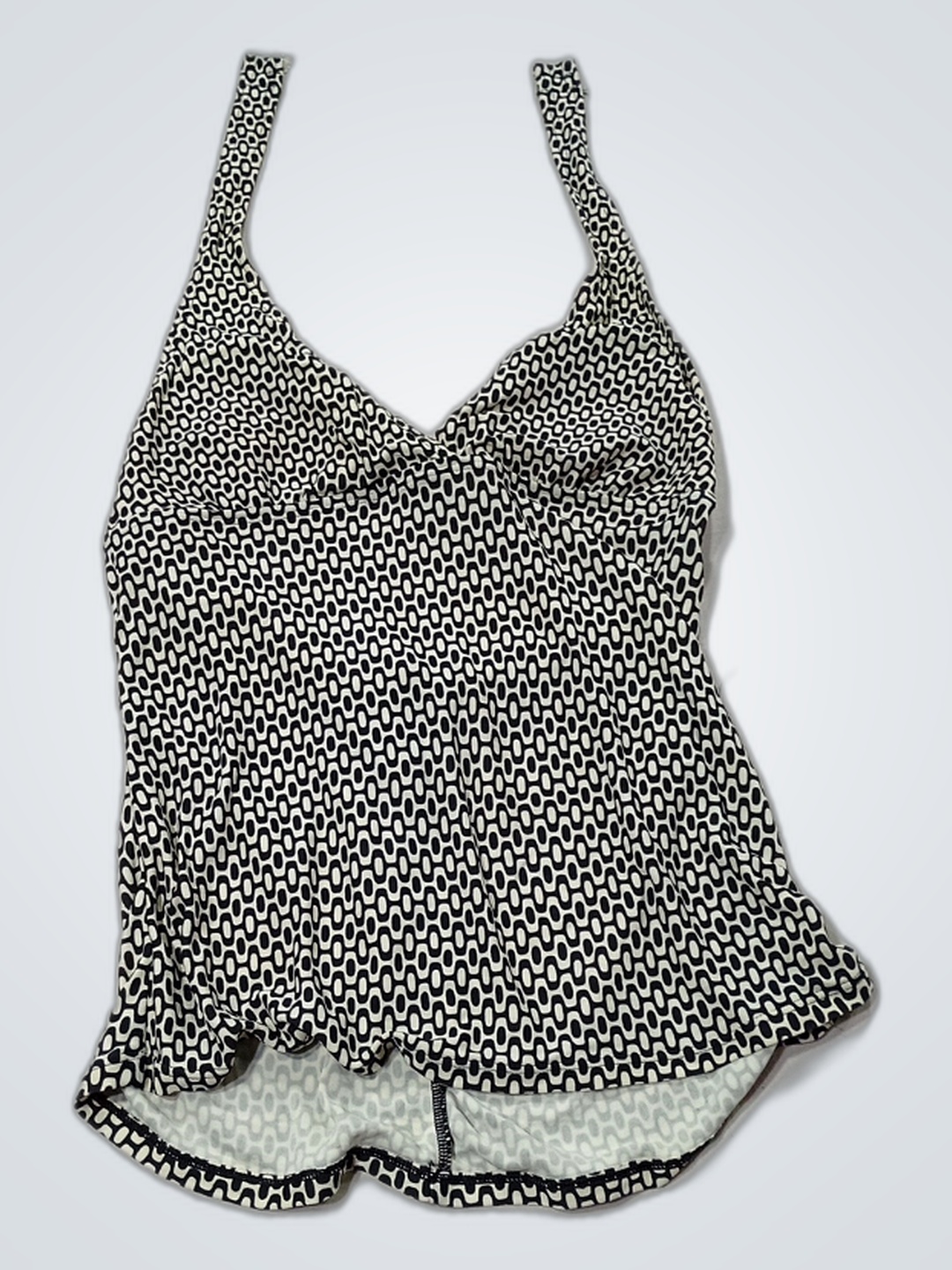 Women's black and white polka dot halter top