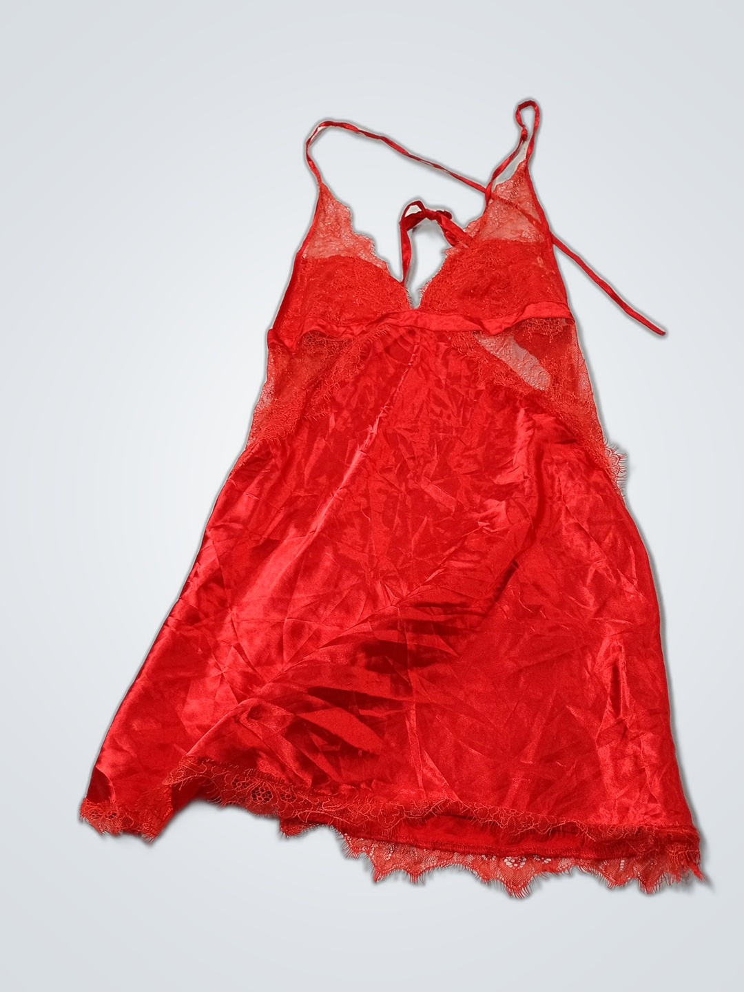 Vestido Slip com Detalhe de Renda Vermelha Sugar T..