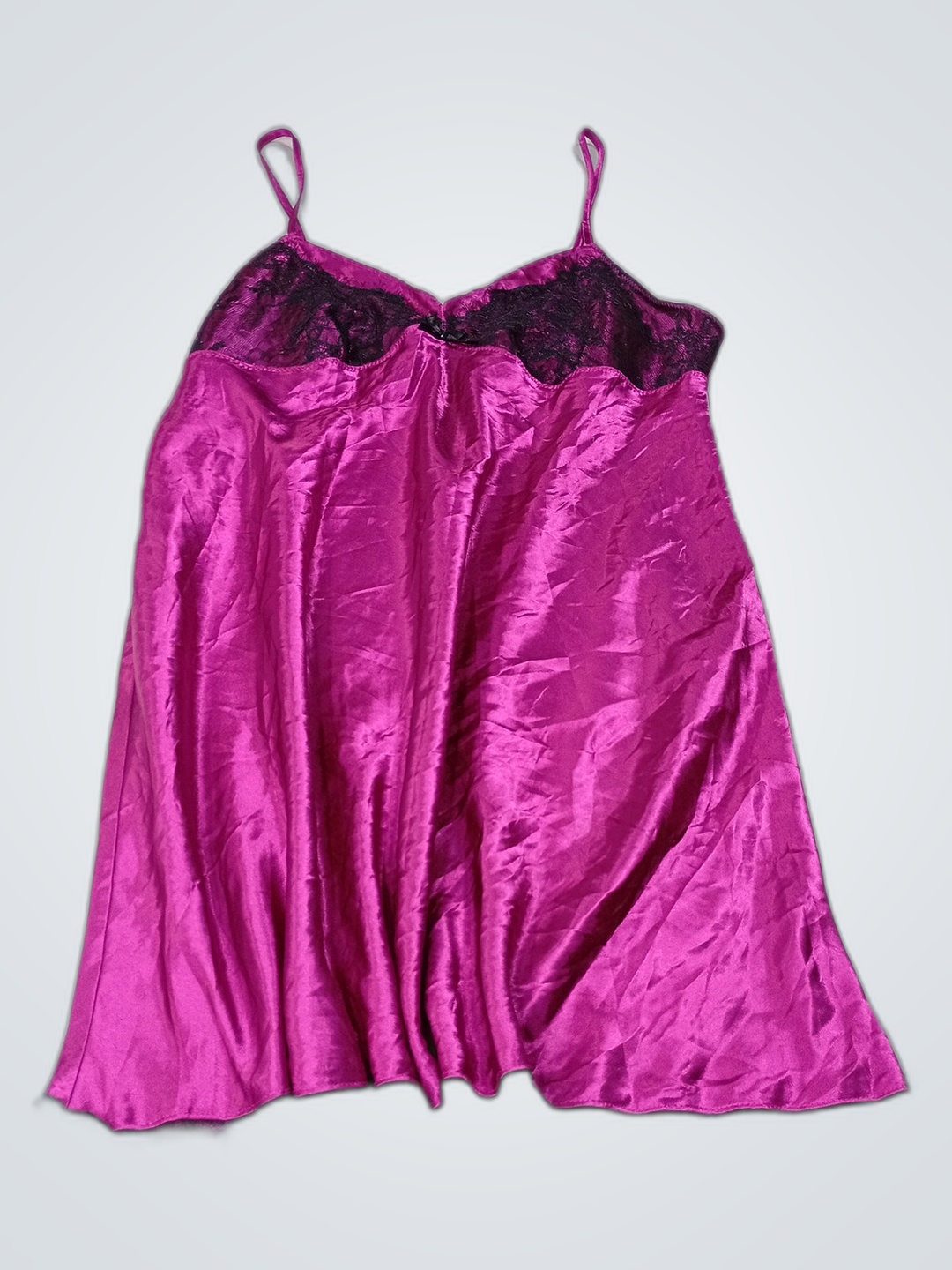 Ambrielle Purple Satin Chemise with Lace Trim