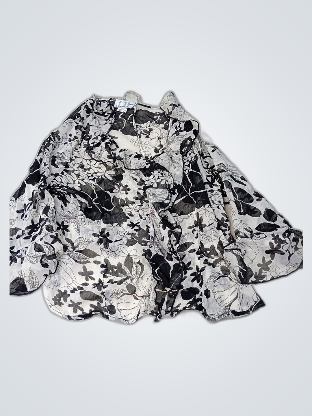 Black and White Floral Blouse