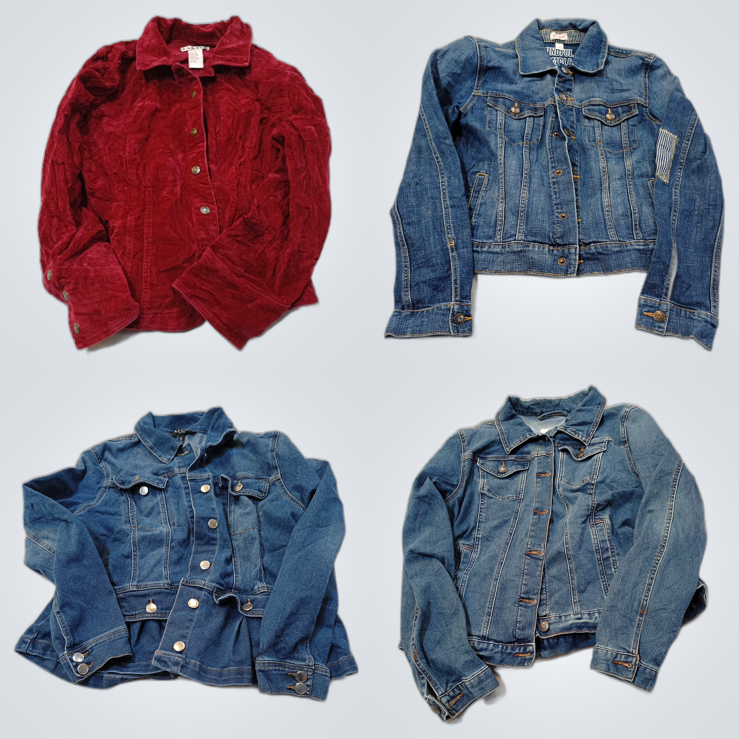 Vêtements en denim et en velours côtelé légèrement..