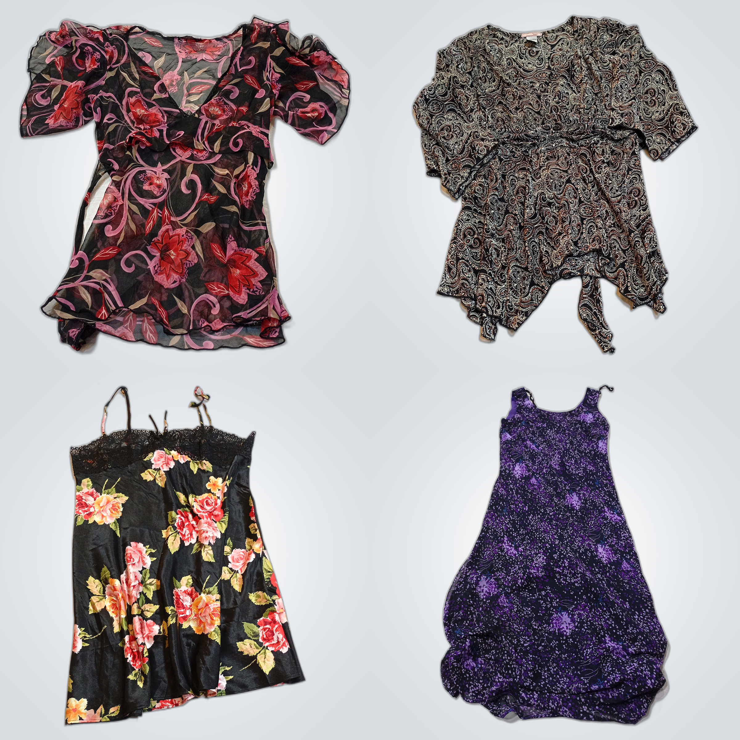 Floral Fashion Bundle: 10 Pc Mix of Blouses, Dress..
