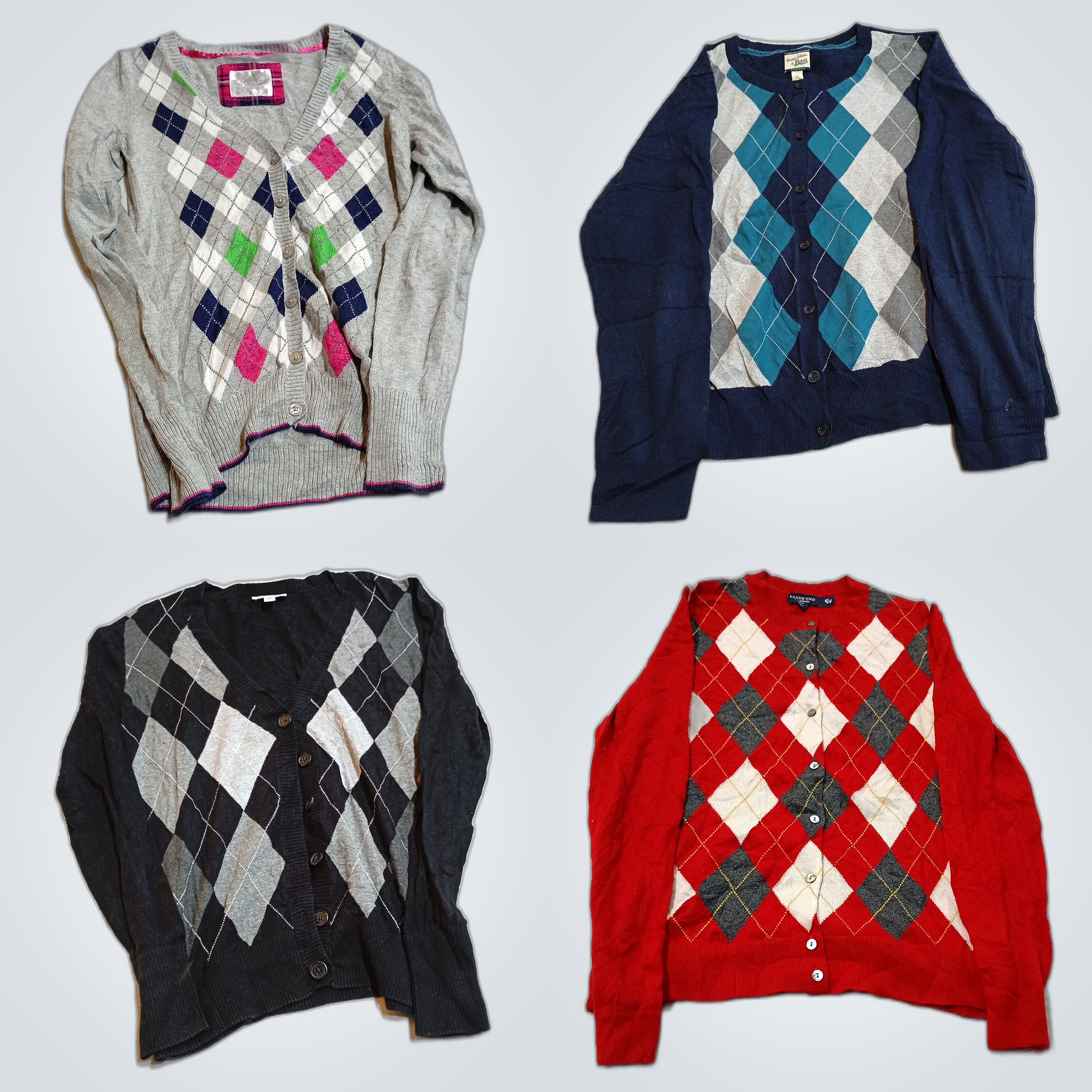 Argyle Cardigan Bundle - Justice, Lands' End, Bass..