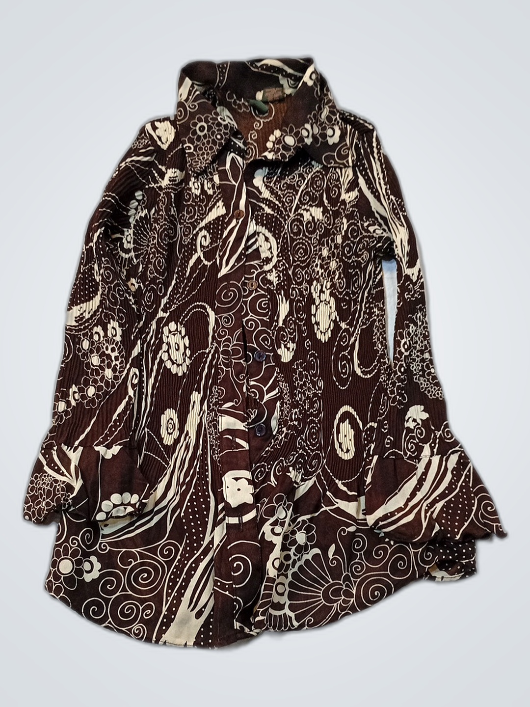 Brown and White Floral Scarf