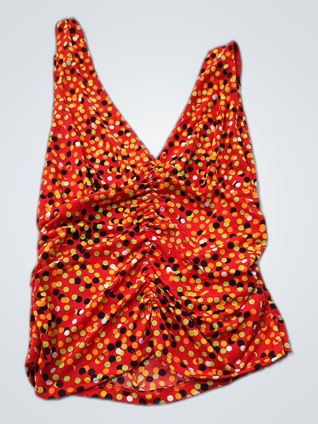 No Boundaries Junior's Red Polka Dot Halter Top