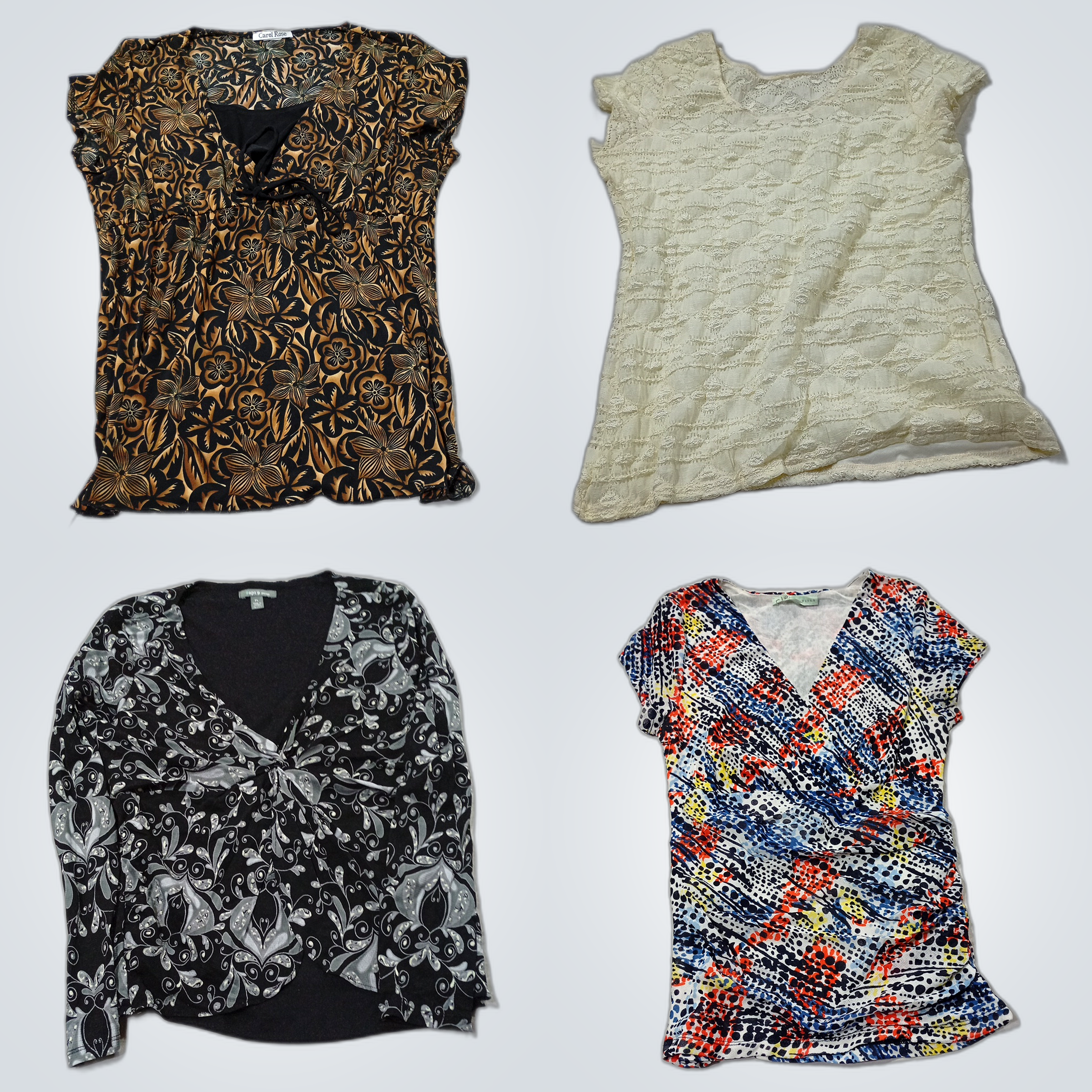 Blouse Bundle: 10 Pc Mix of Floral, Lace & Ruffle ..