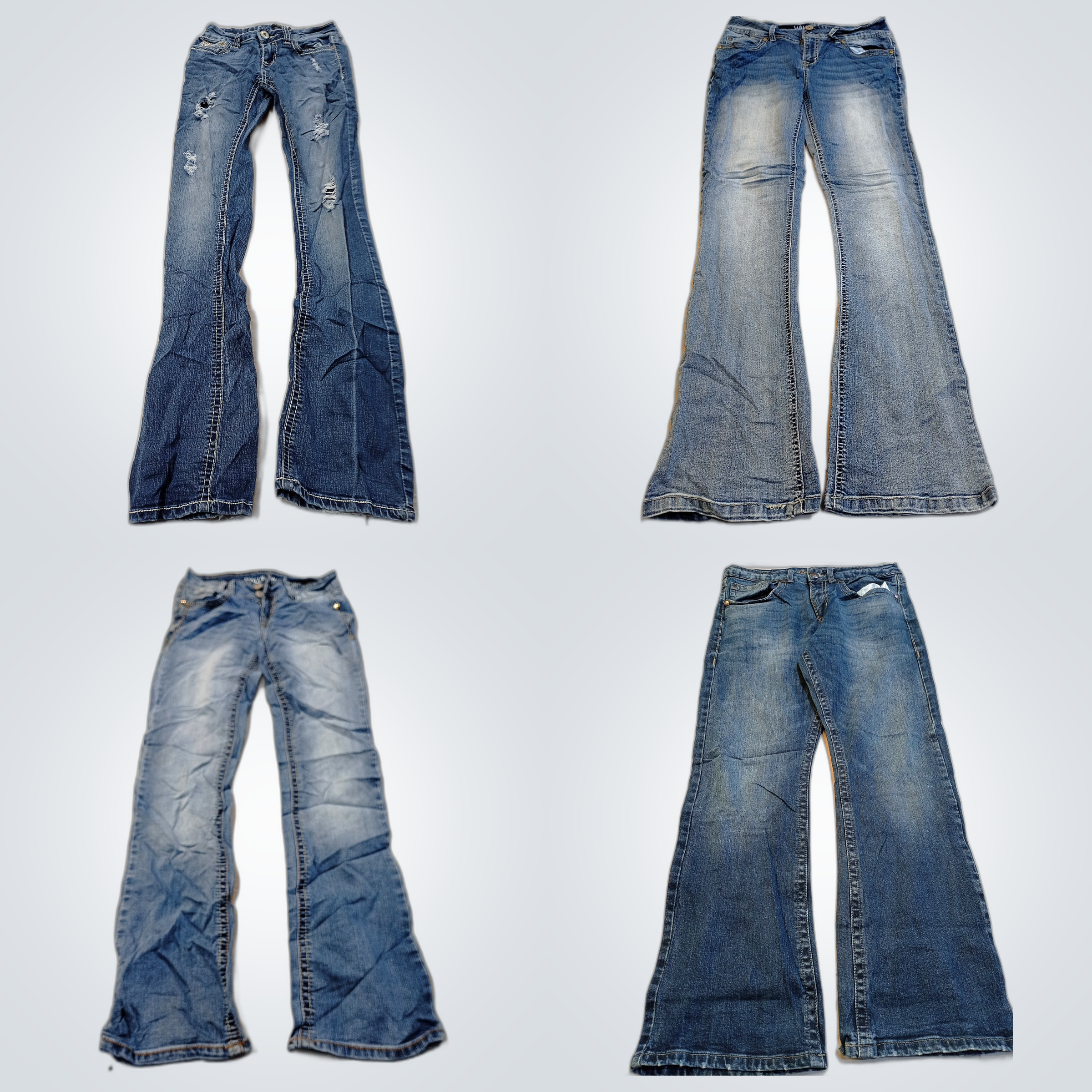 Ensemble de denim légèrement utilisé : jeans évasé..