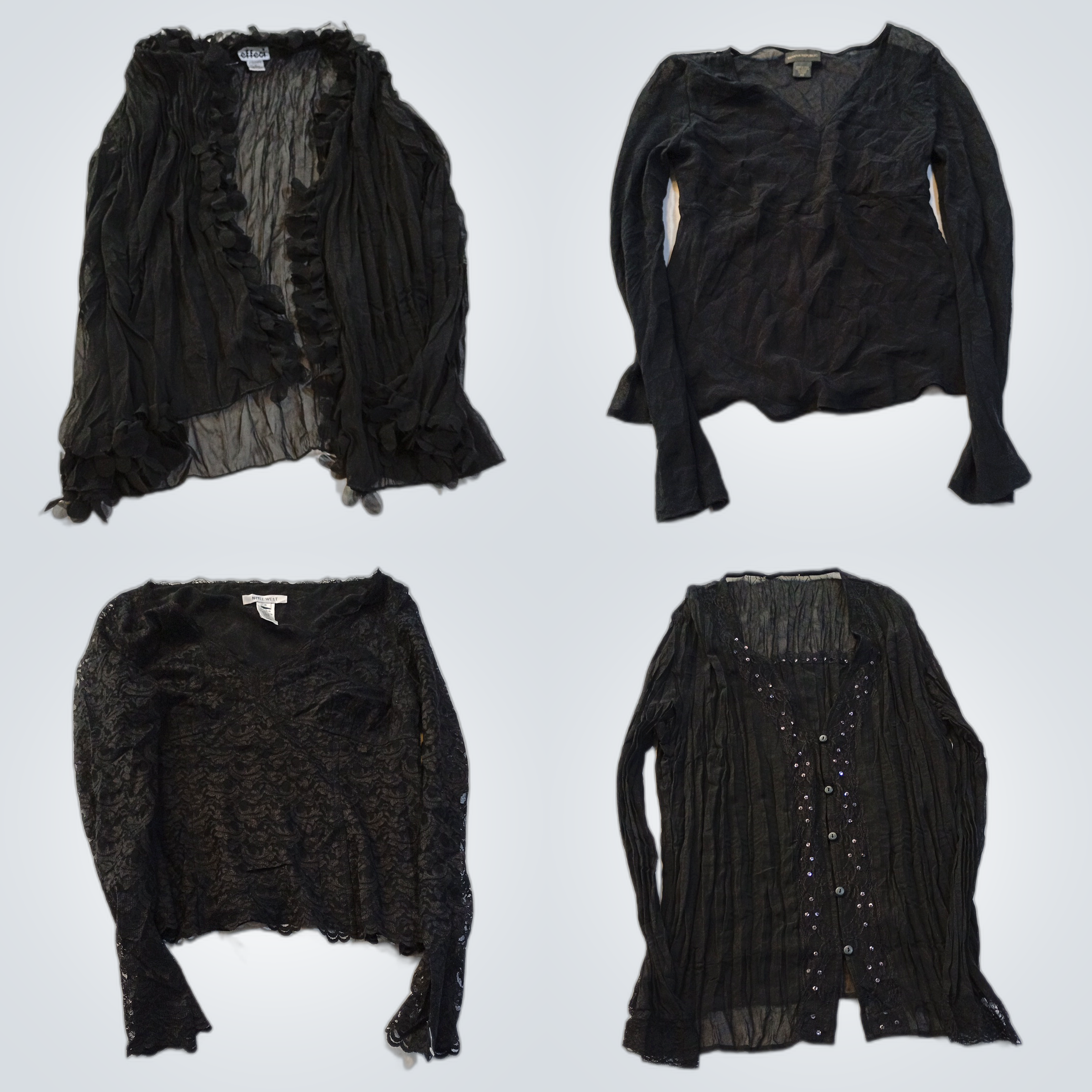 Sheer Blouse Bundle Effeci Banana Rep 7pc Black La..