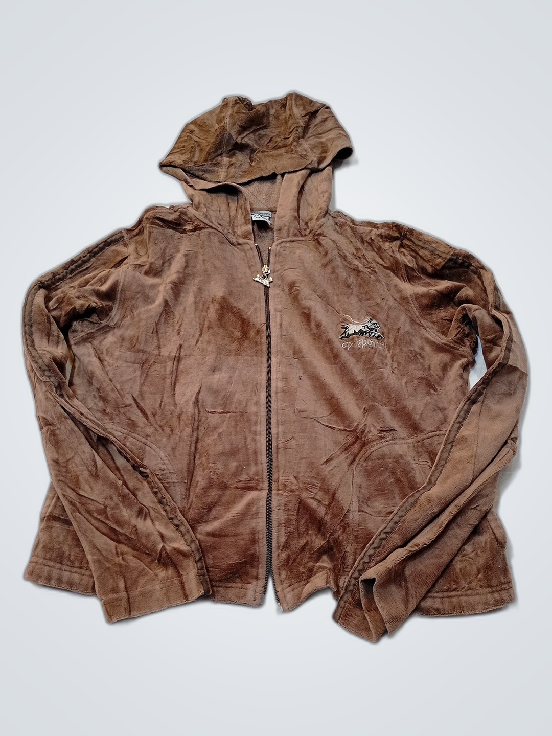 Jaqueta Capuz de Veludo Marrom