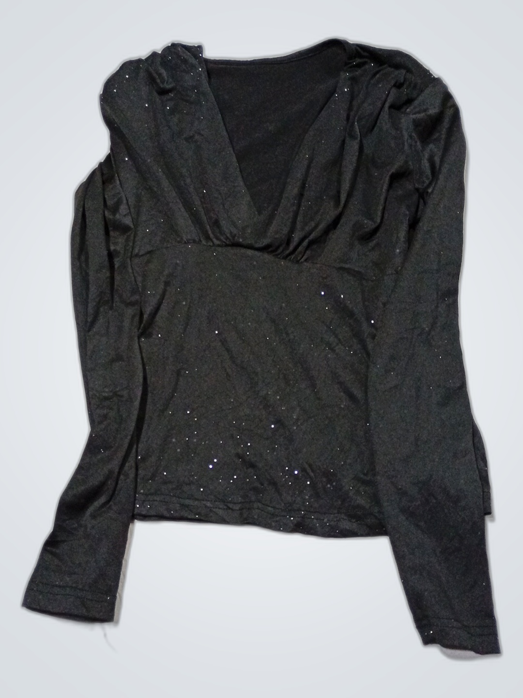 Black Long-Sleeve Top with Sparkles