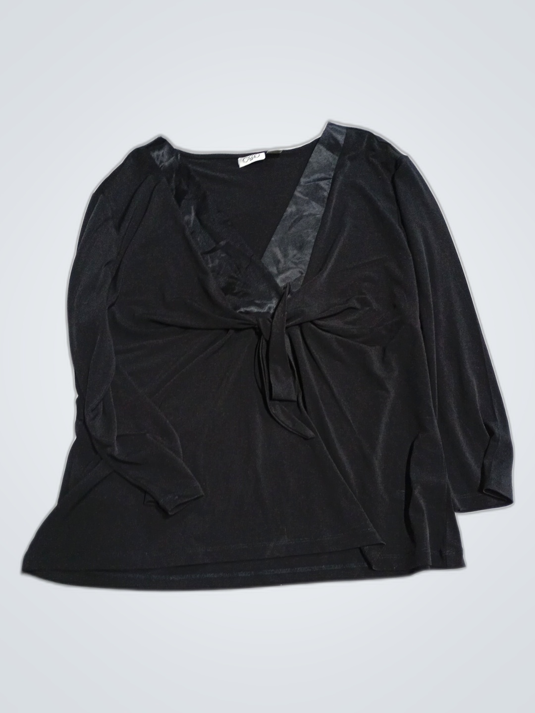 Black Blouse with Tie Detail