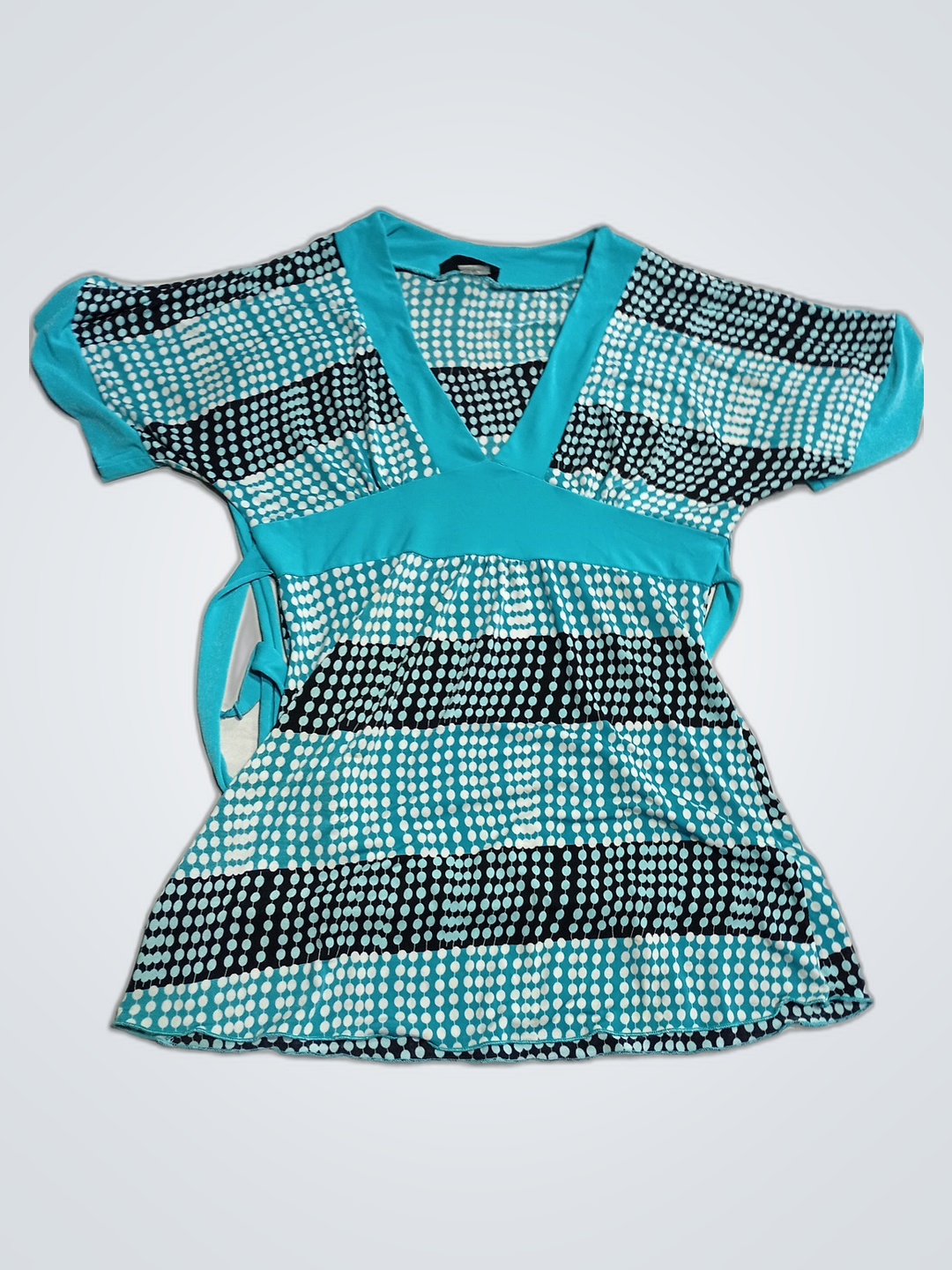 Blue and Black Polka Dot Top