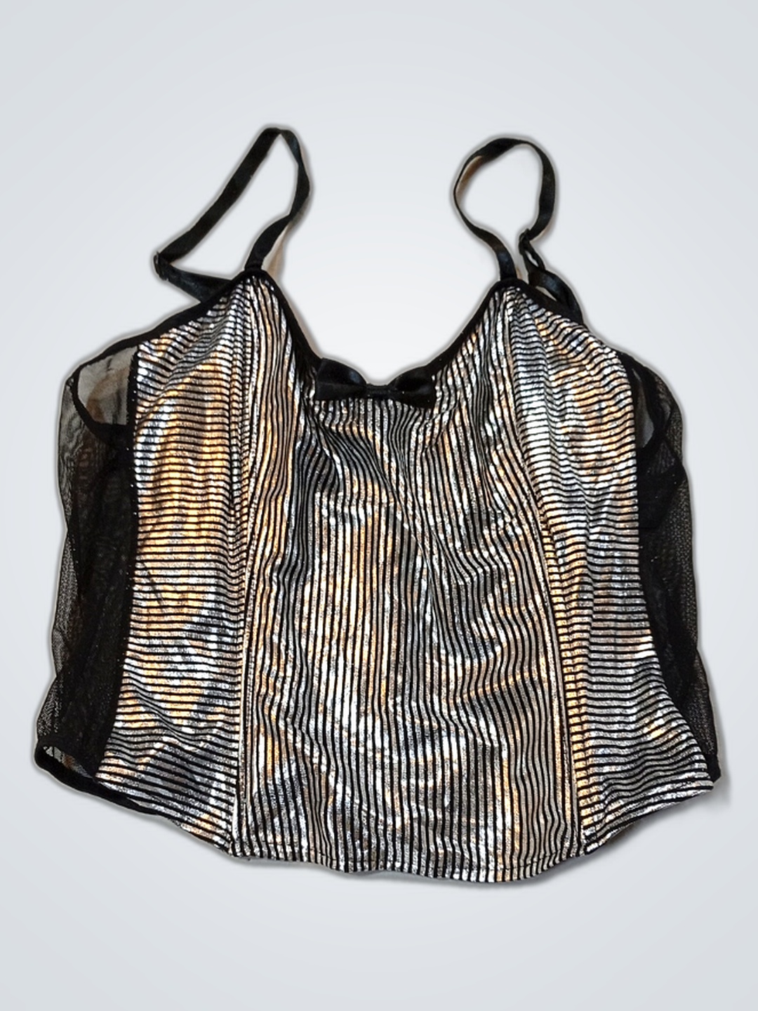 Tee donna nero e oro a righe