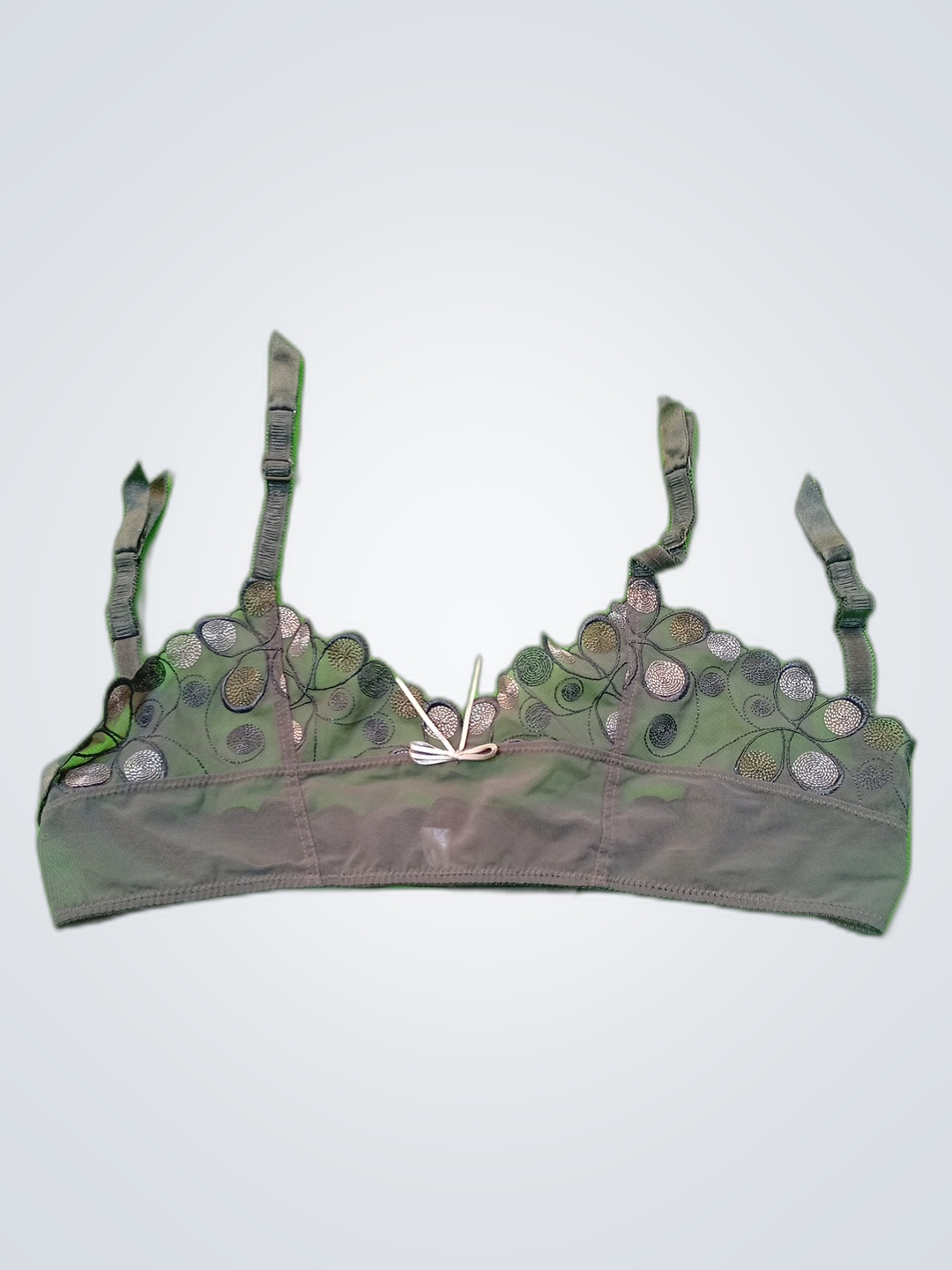 Grauer BH mit floralen Details