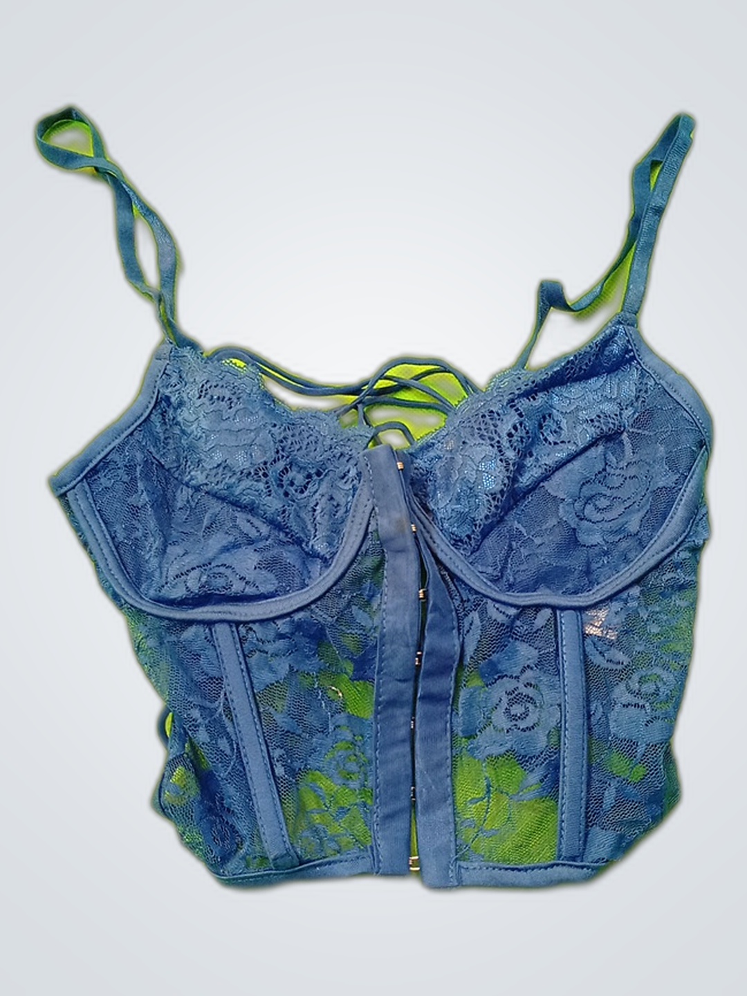 Blauer Spitzen-Corsagen-Top