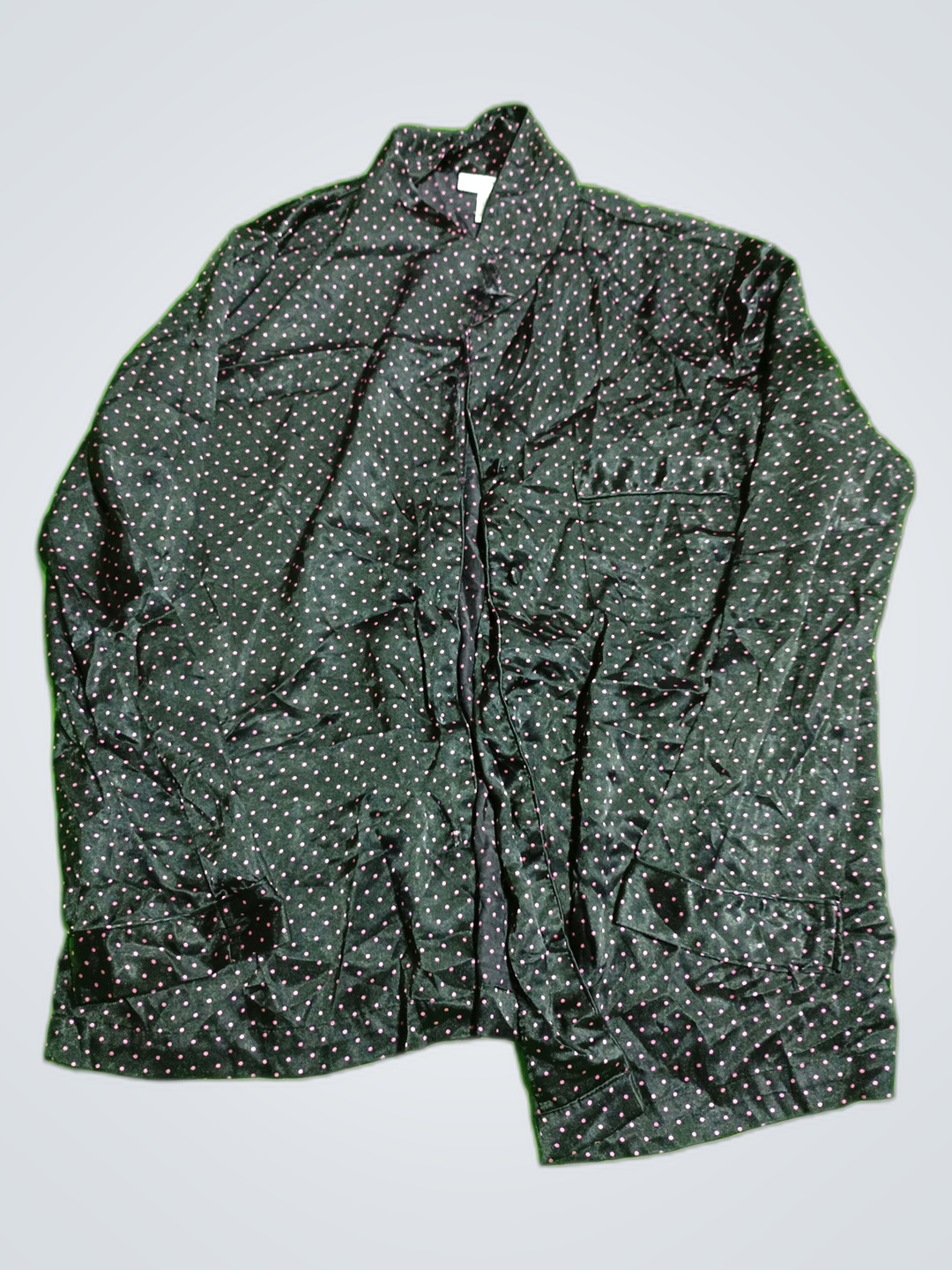 Morgan Taylor Intimates Black Polka Dot Satin Blou..