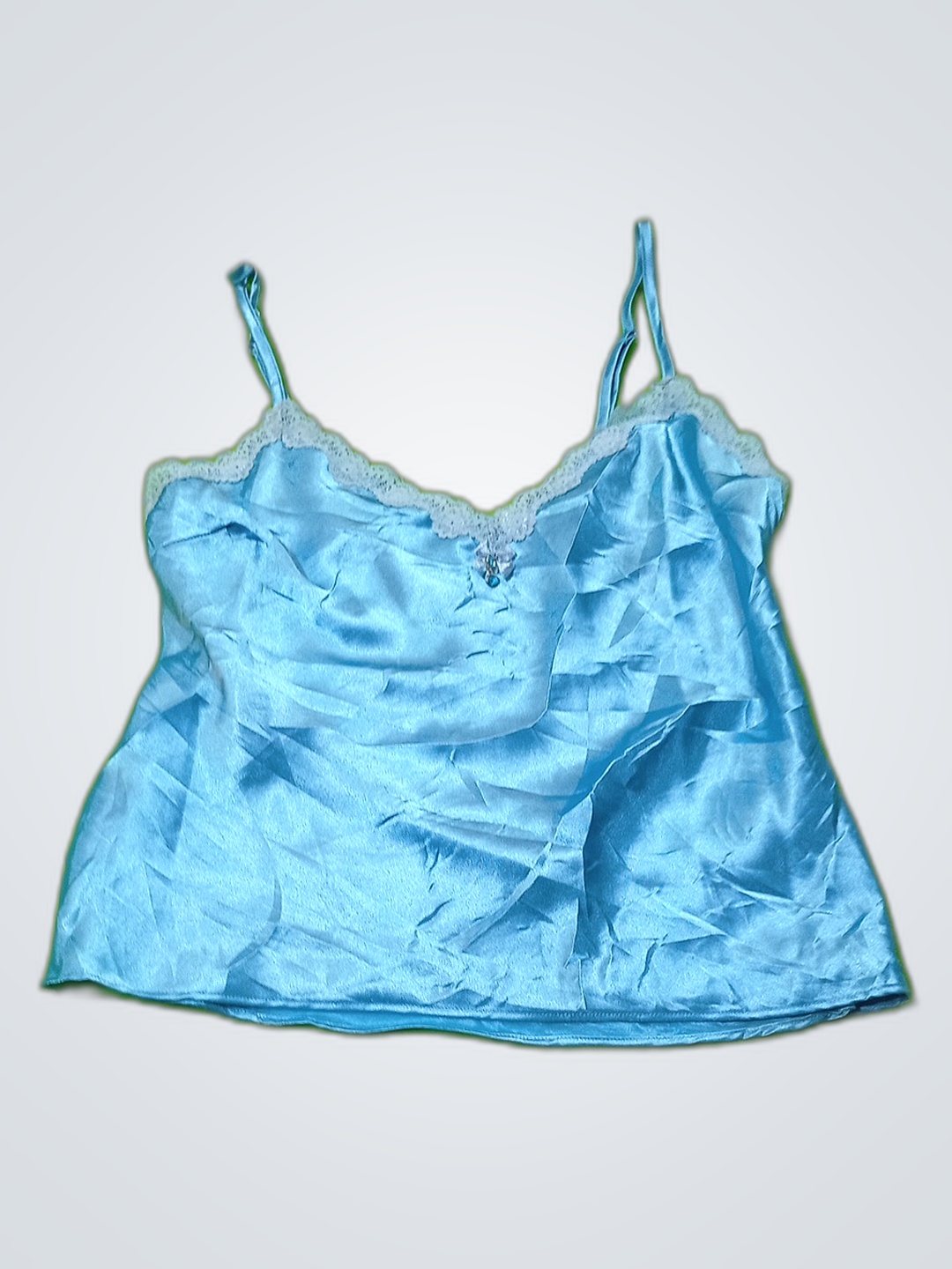 Top de Seda Azul Satinada