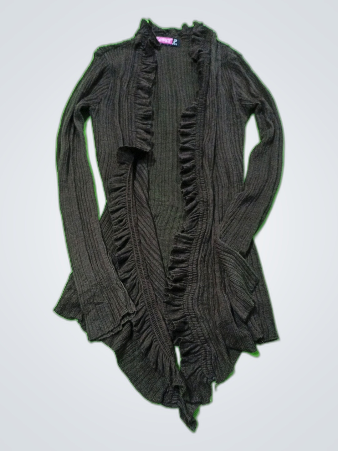 Braunes Rüschenshirt aus Strick