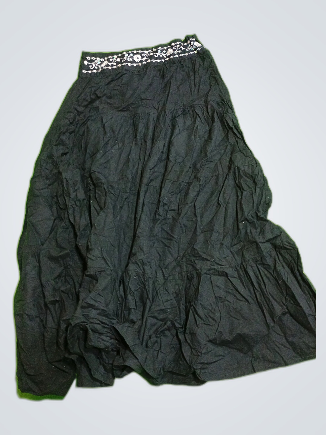 Black skirt with floral waistband