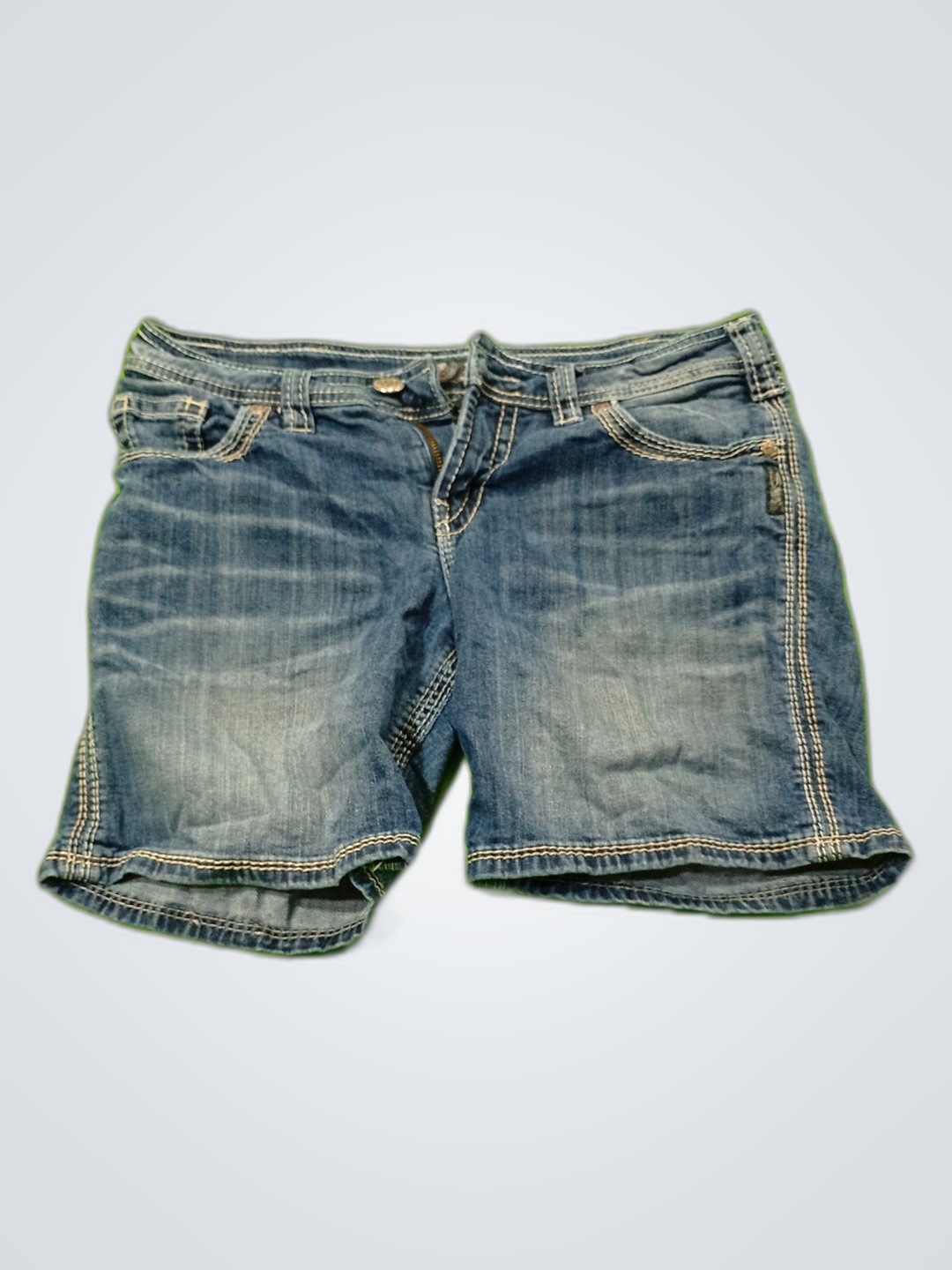 Shorts in denim silvertone