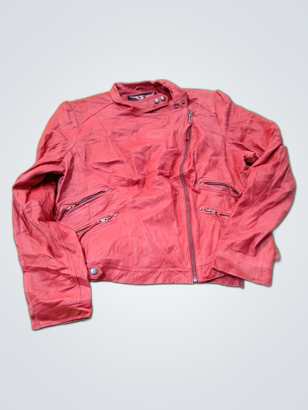 Steel Liquid Red Leather Jacket