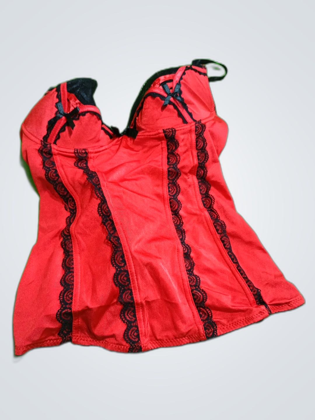 Top Corsetto in Pizzo Rosso