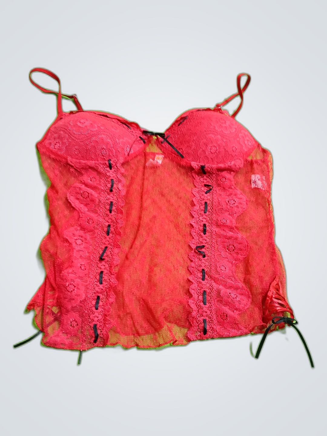 Corpetto in pizzo rosso