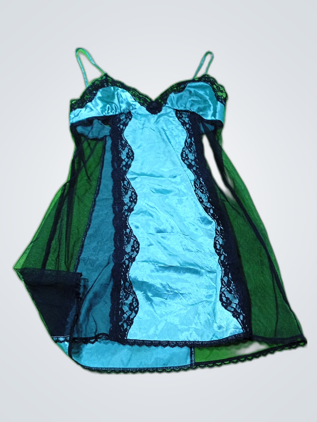Frederick's of Hollywood Teal Satin Slip Dress
