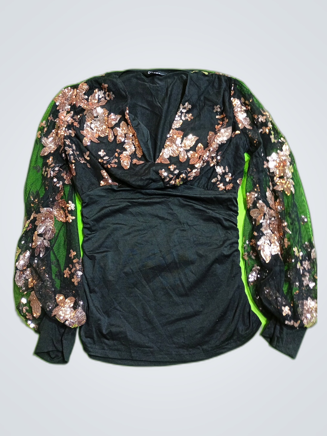 CHICME Schwarzes Pailletten-Top