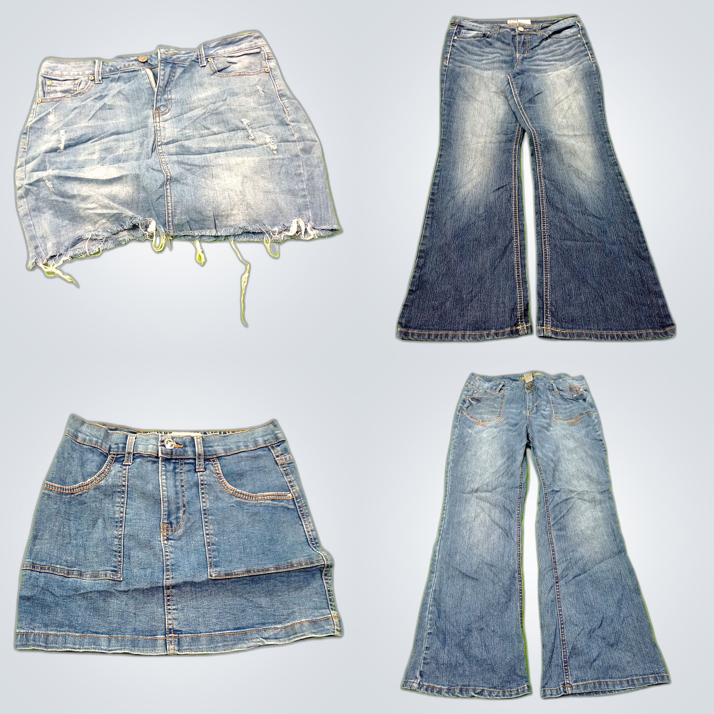 Denim Bundle: 7-teiliger Flare- und Minirock-Set v..